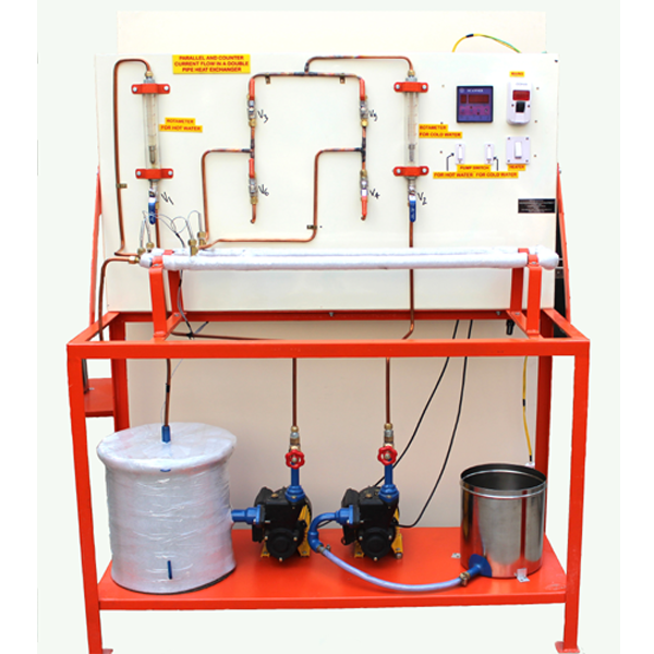 HEAT AND MASS TRANSFER LAB, heat exchanger apparatus, PARALLEL FLOWCOUNTER, DOUBLE PIPE HEAT EXCHANGER  APPARATUS 